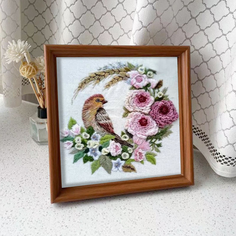 Rubbyoo Embroidery Kit - Stunning Birds With Flowers | Floral Needle Handicraft | Unique Gifts For Room Decor - Embroidery Kit Plus An Extra Frame - image 9