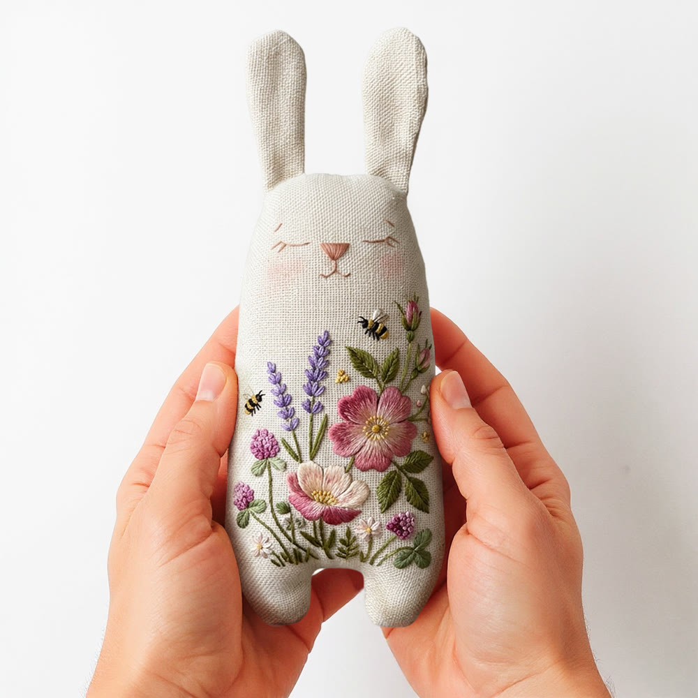 Rubbyoo Bunny Toy Embroidery Kit - Lavender And Peony | Accessible Diy | Lovely Gift For Nature Lovers - image 2