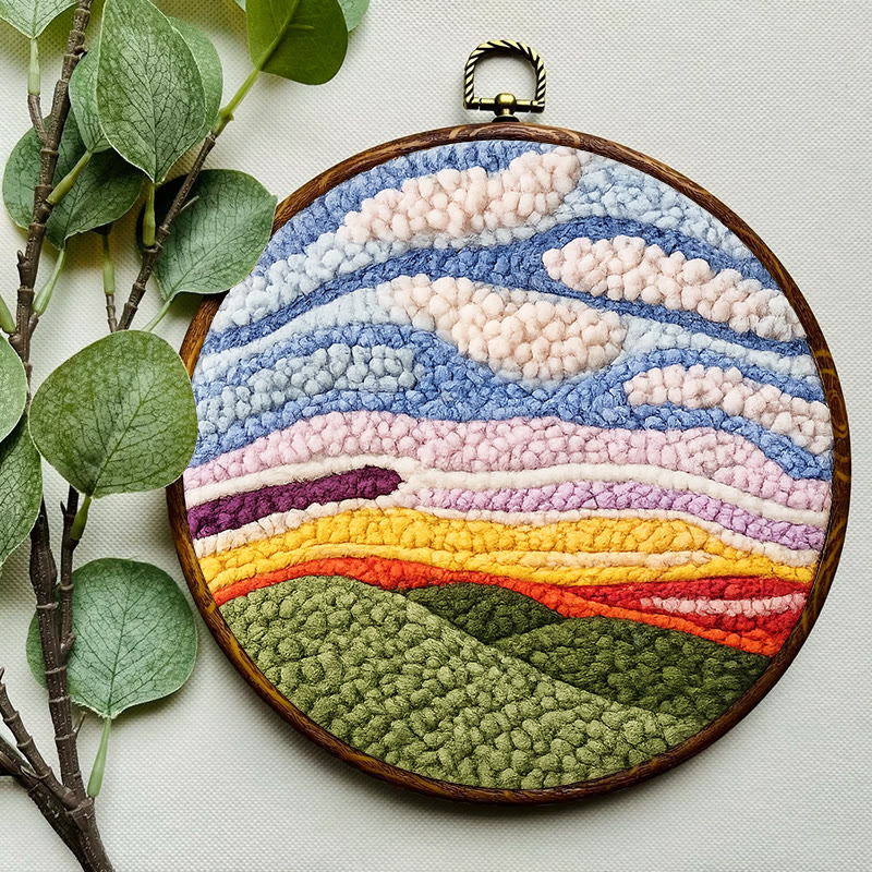 Sunset Mountain Landscape Punch Needle Kit - Relaxing Craft Project | Cozy Home Touch - image 3