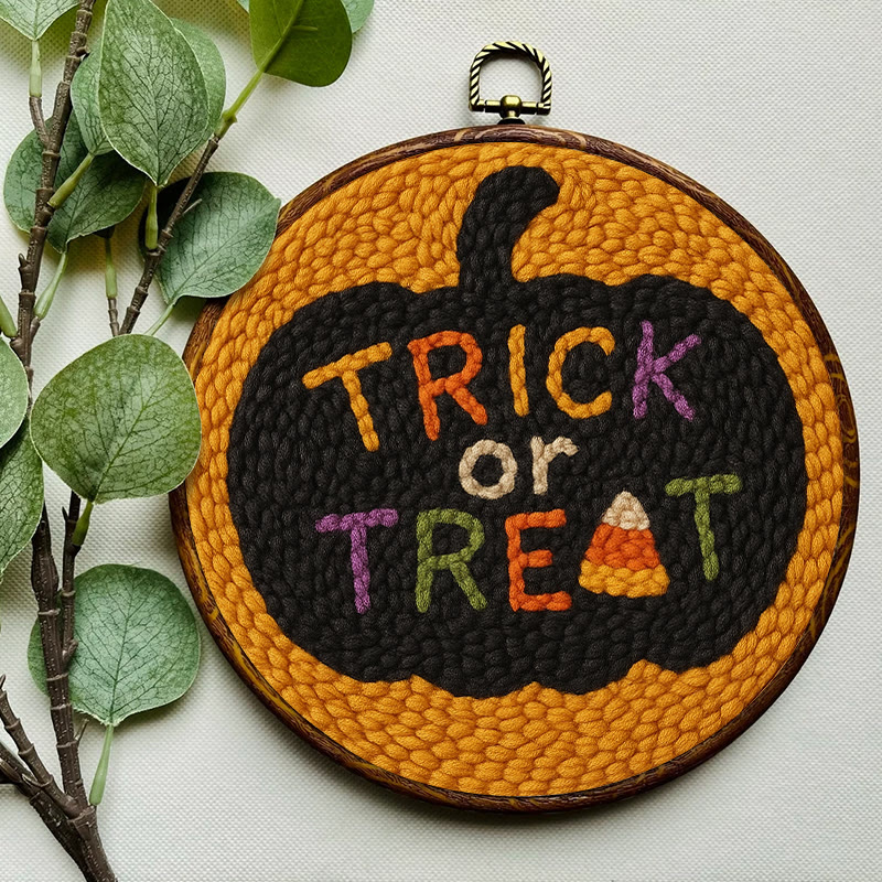 Trick Or Treat Punch Needle Kit - Creative Halloween Wall Decor | Diy Yarn Handmade Art - image 7