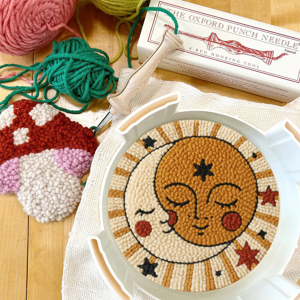 Whimsical Sun Moon Face Punch Needle Kit – Beginner-friendly Handcraft | Creative Decor Hanger - image 12