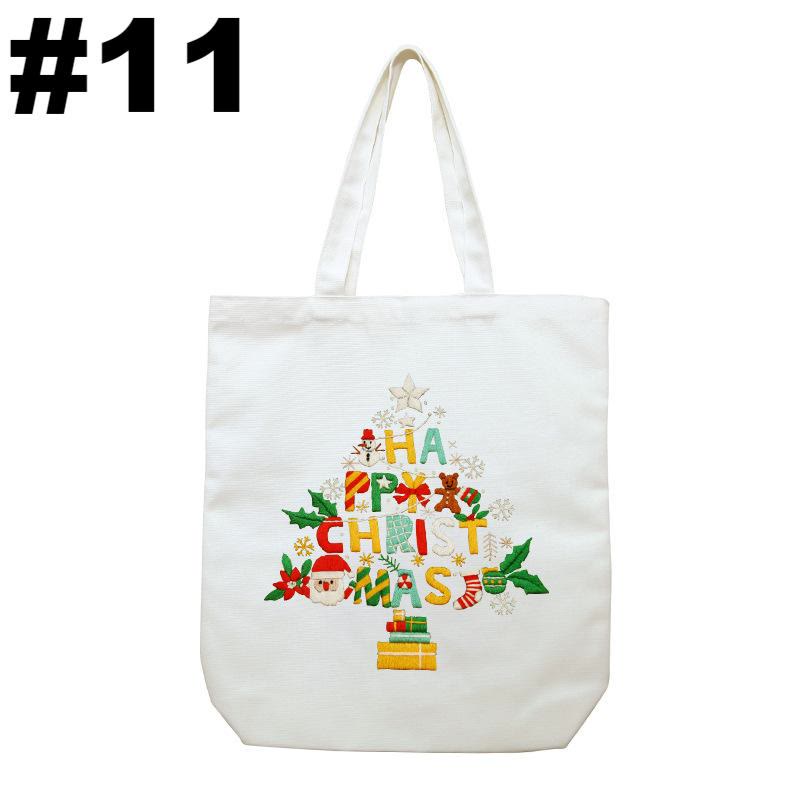 Embroidery Beige And White Canvas Tote Bag Kits | Beginner Flower Crafts | Eco-friendly Shoulder Bag | Christmas Gift - #11 - image 12