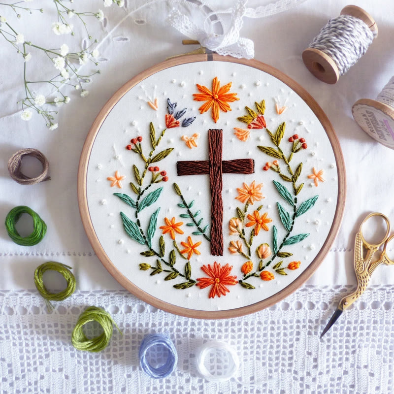 Rubbyoo Embroidery Kit- Floral Cross 3 - image 6