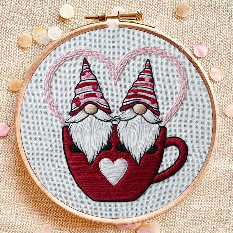 Rubbyoo Embroidery Kit - Gnome Couple | Valentine Hanging Decoration | Diy Hoop Art - image 8