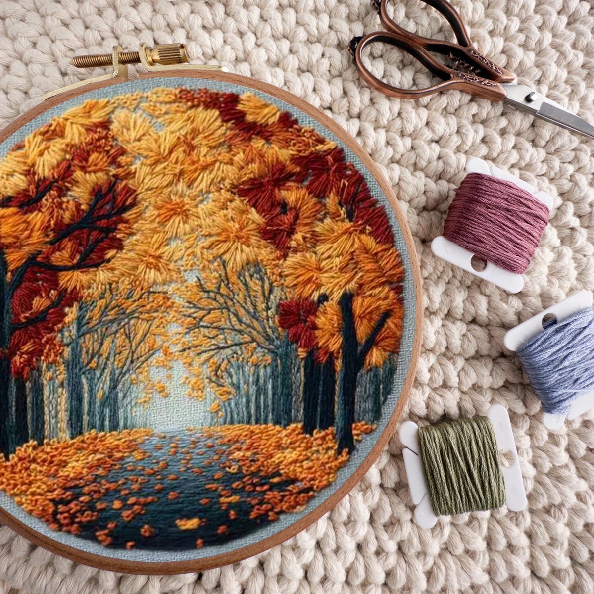 Rubbyoo Embroidery Kit - Autumn Scenery | Diy Landscape Craft | Personalized Wall Decoration  - image 8