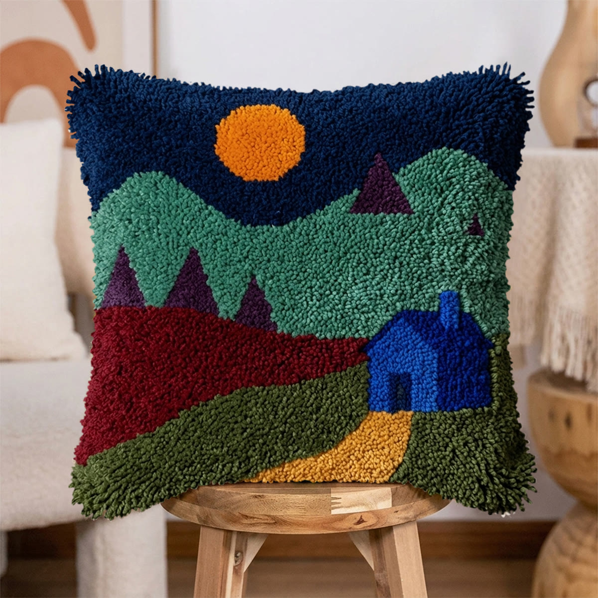 Rubbyoo Latch Hook Pillow Kit - Midnight Meadow | Landscape Art Craft | Handmade Unique Cushion  - image 5