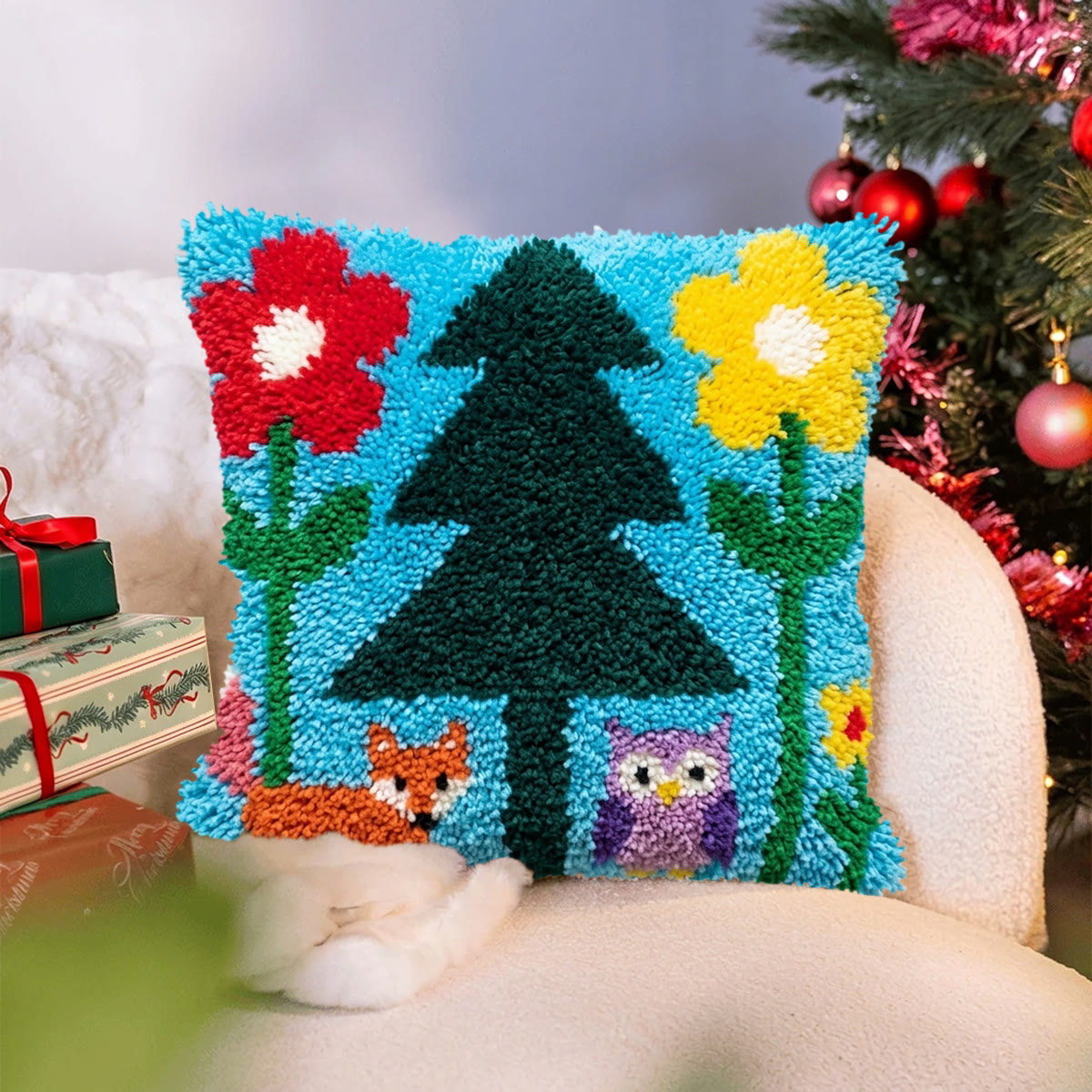 Rubbyoo Latch Hook Pillow Kit - Whimsical Forest Animal |  Car Lumbar Pillow Cover | Perfect Housewarming Craft  - image 5