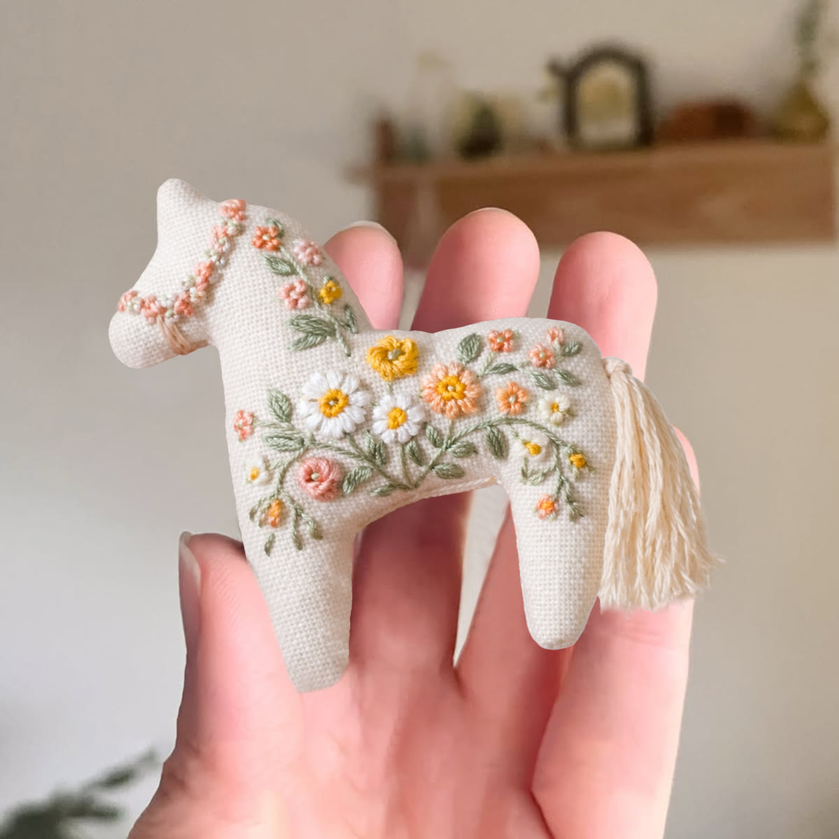 Rubbyoo Horse Embroidery Kit - Floral Patten | New Year Car Pendant | Diy Gift For Her - image 7