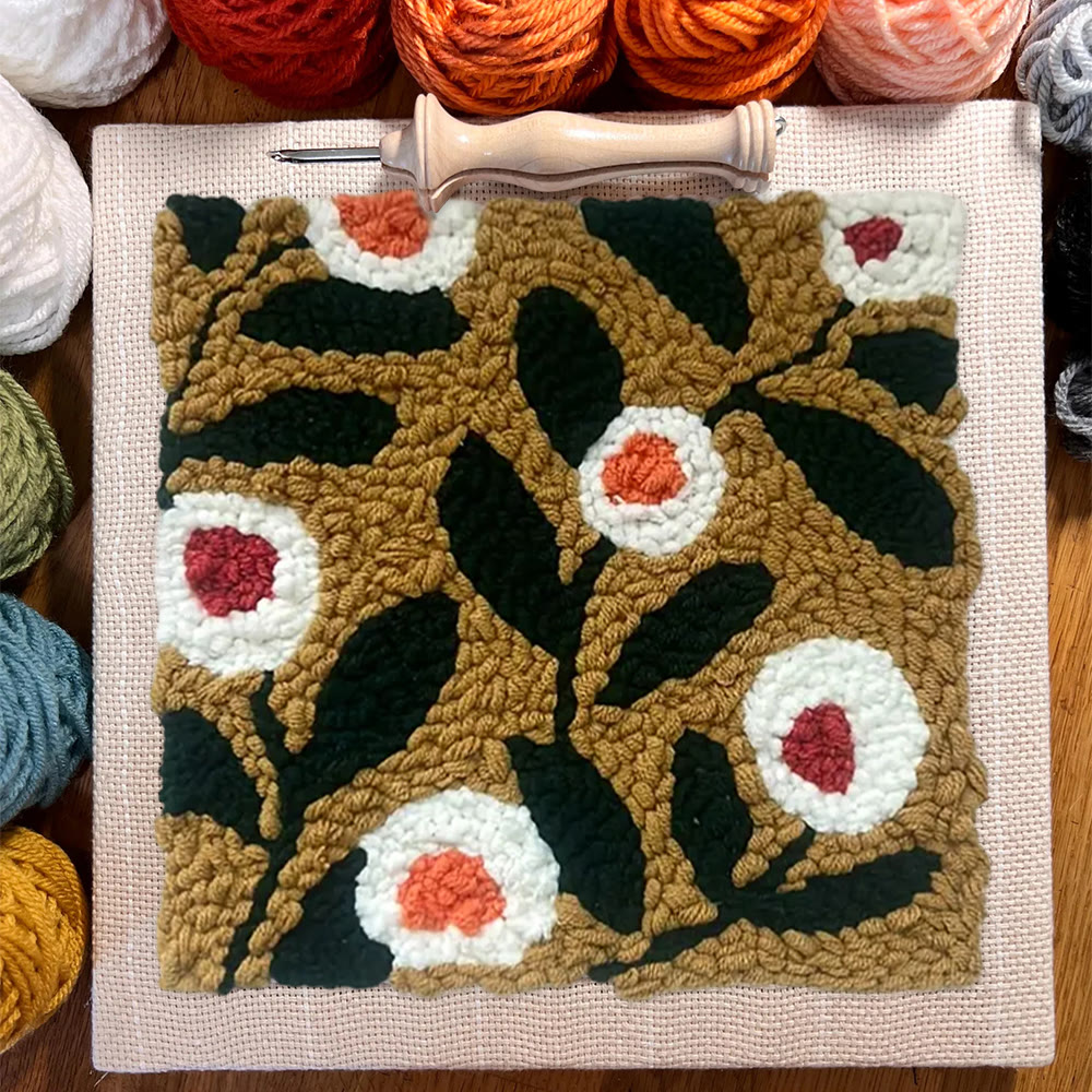 Little Flowers Square Punch Needle Kit - Diy Entryway Floral Decor | Easy Needle Artwork - image 5