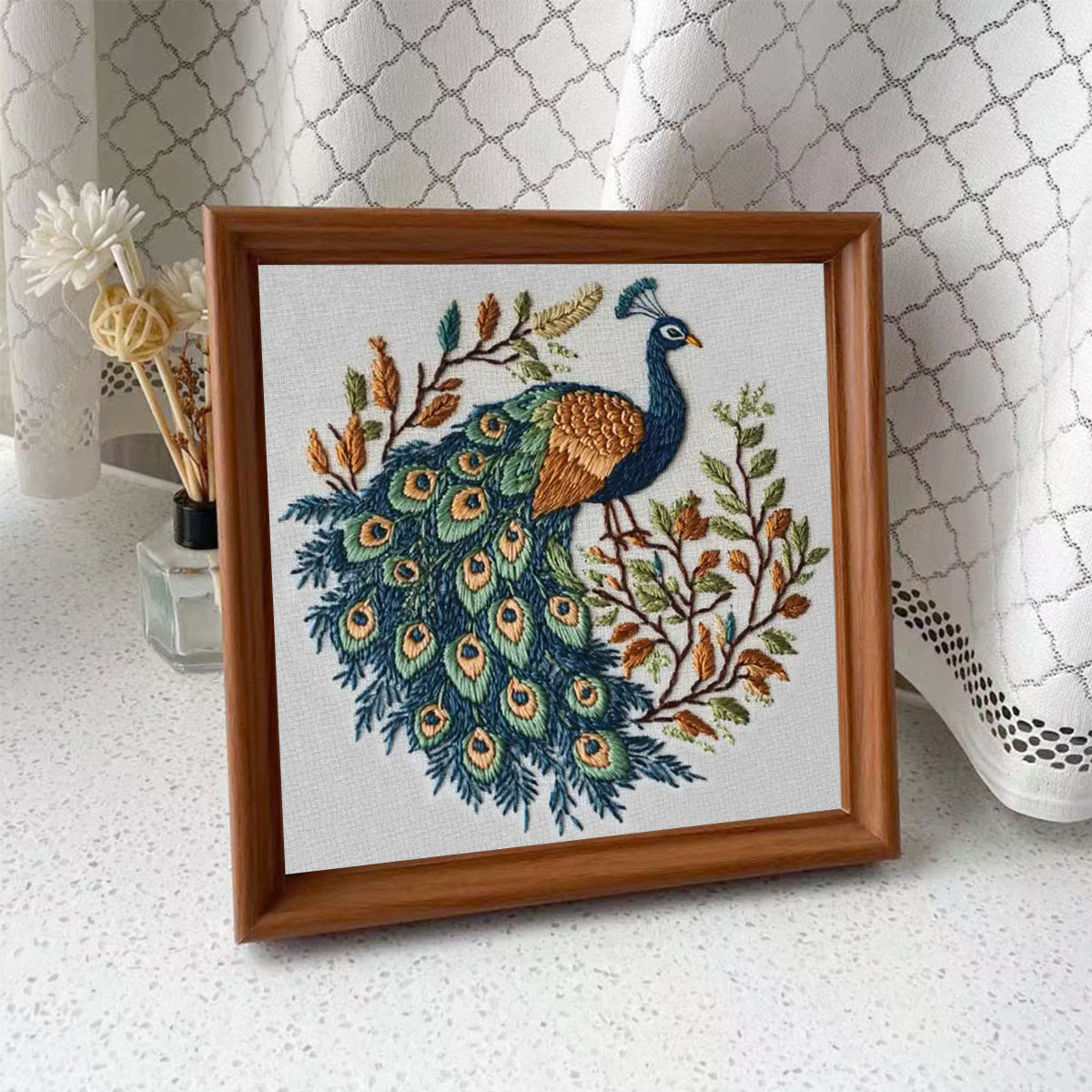 Rubbyoo Embroidery Kit - Elegant Peacock | Diy Hoop Art | Unique Decorative Needlework  - Embroidery Kit Plus An Extra Frame - image 11