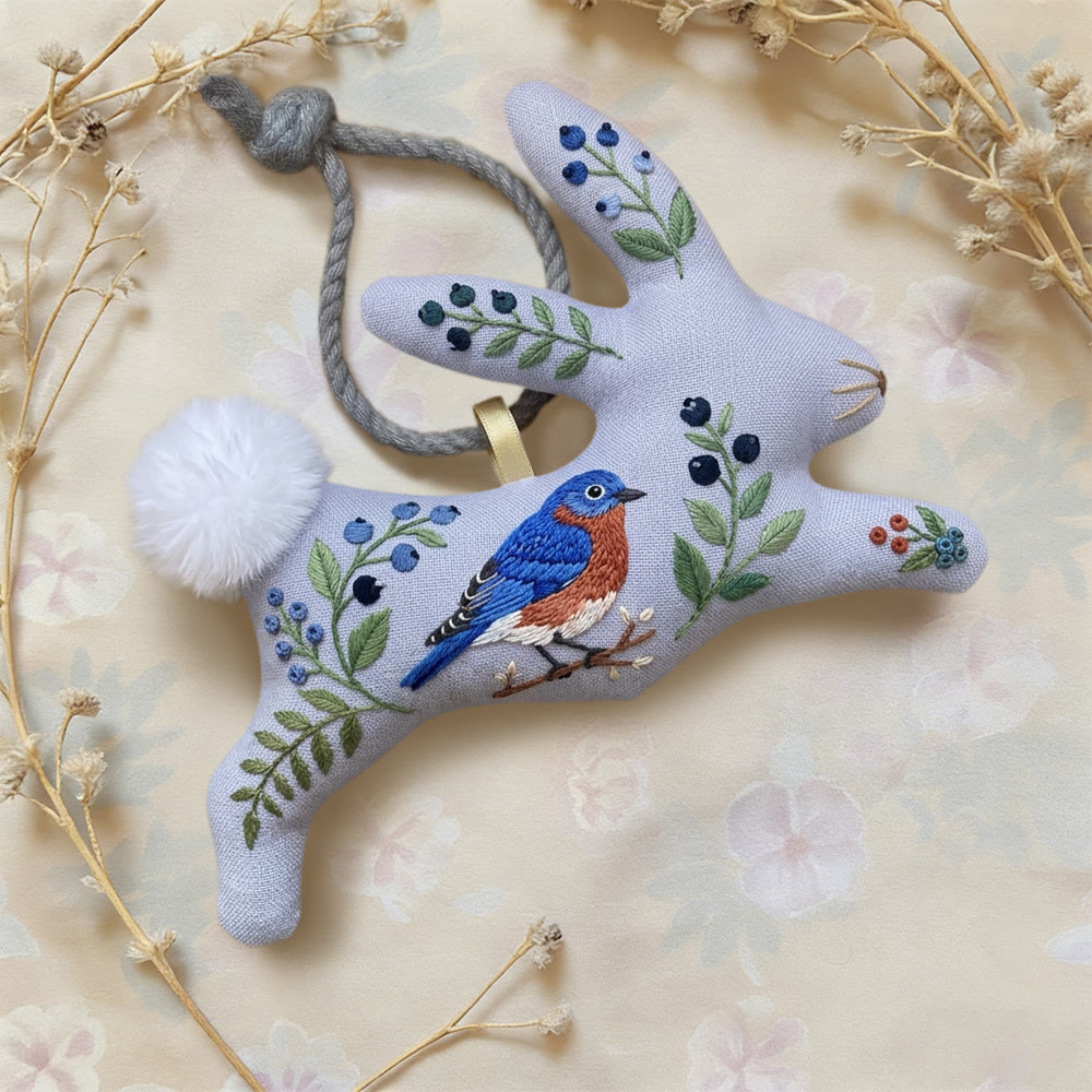 Rubbyoo Rabbit Embroidery Kit - Blue Bird | Sewing Holiday Ornament | Handmade Stitch Craft  - image 6