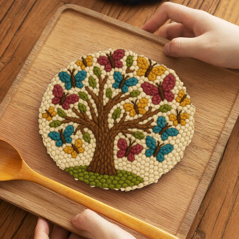 Butterfly Tree Punch Needle Kit - Creative Coaster Craft | Perfect For Desk Decor - 5 inch Coaster Kit - image 10