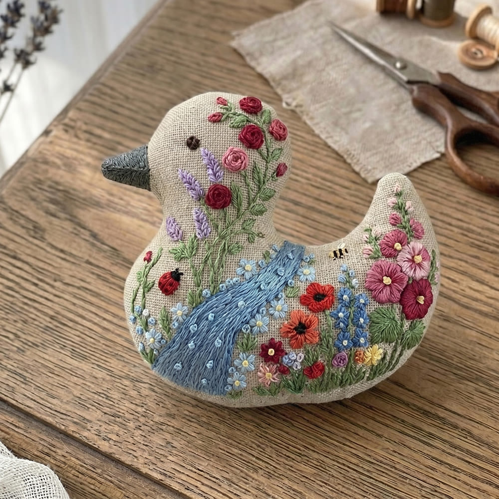 Rubbyoo Duck Embroidery Kit - Stream Rose Garden | Flowering Handmade Art | Gift For Mother - image 4