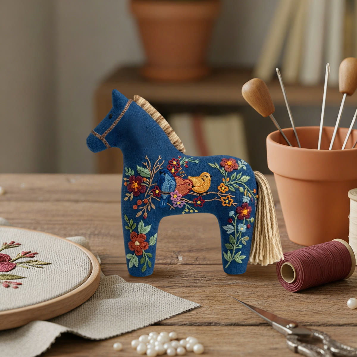 Rubbyoo Dala Horse Embroidery Kit - Songbirds On A Branch | Unique Mother′s Day Keepsake | Boho Chic Home Decor - image 7
