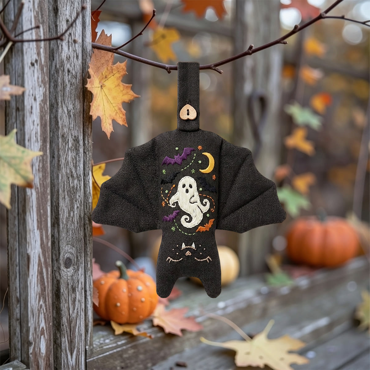 Rubbyoo Bat Embroidery Kit - Floating Ghost | Creepy Cute Gift | Goth Bedroom Decor - image 4