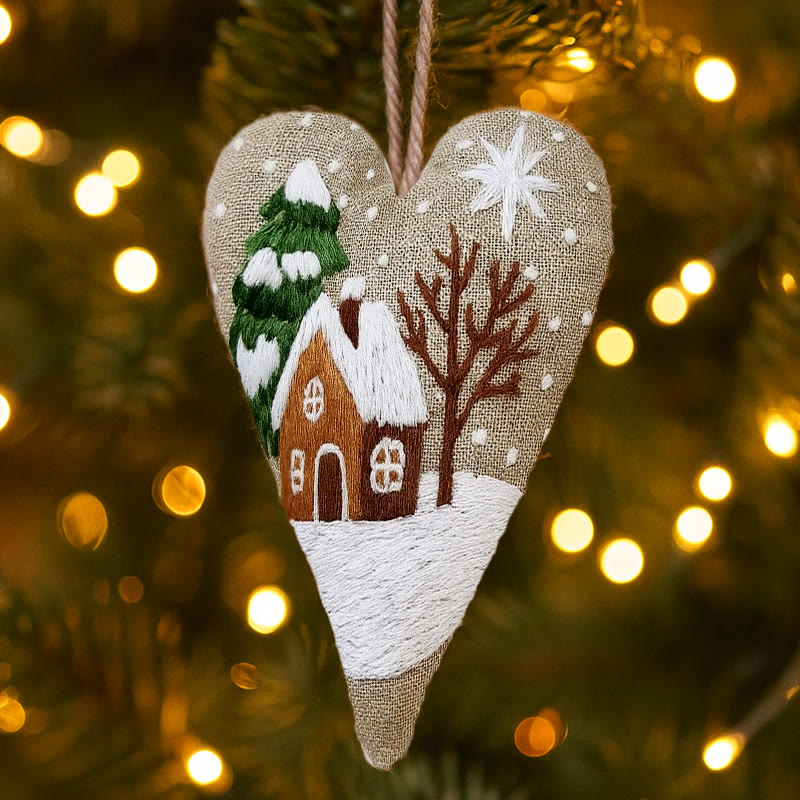 Rubbyoo Heart Embroidery Kit - Snowy House | Christmas Tree Ornament | Diy Handmade Craft - image 7