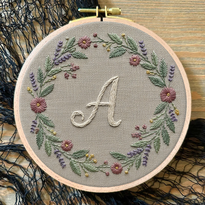 Rubbyoo Embroidery Kit - Alphabet Floral Wreath | 26 Letter Handmade Craft | Diy Wall Hanging Decoration - image 9