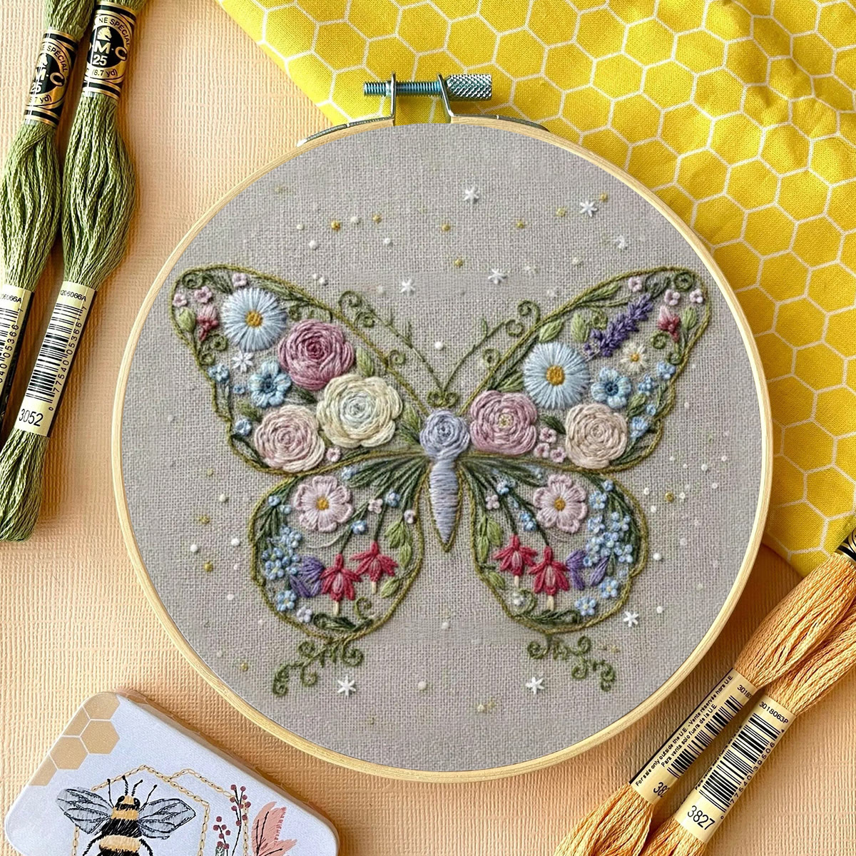 Rubbyoo Embroidery Kit - Butterfly In Bloom | Unique Handmade Collection | Floral Insect Hoop Art - image 11