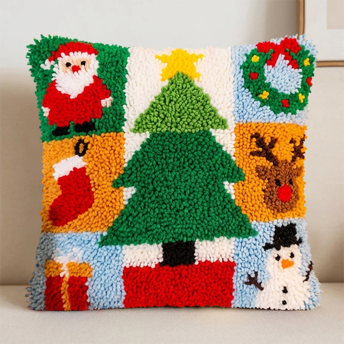 Rubbyoo Latch Hook Pillow Kit - Christmas Party | Diy Holiday Decor | Perfect Decoration For Couch - image 7