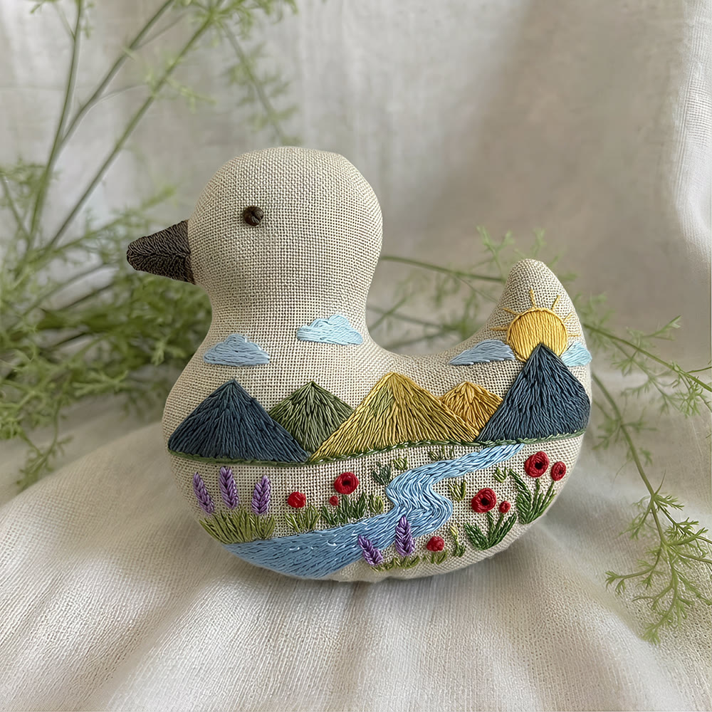 Rubbyoo Duck Embroidery Kit - Mountain And Stream Scenery | Bag Pendant | Creative Handmade Gift Idea - image 5