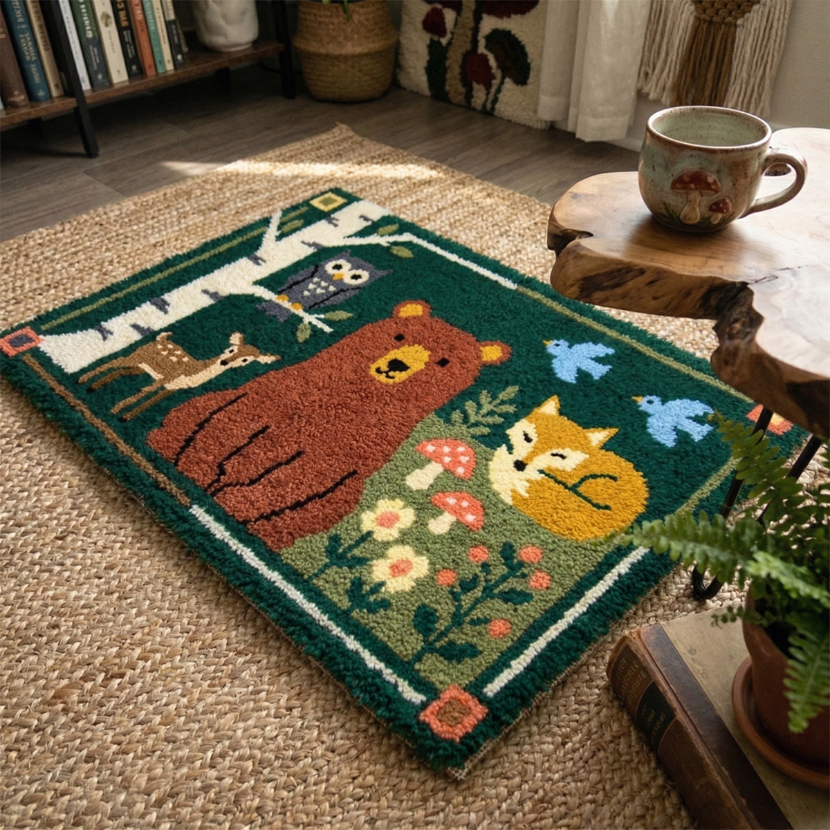 Rubbyoo Latch Hook Rug Kit - Woodland Animals | Nursery Room Carpet | Handmade Nature Doormat  - image 5