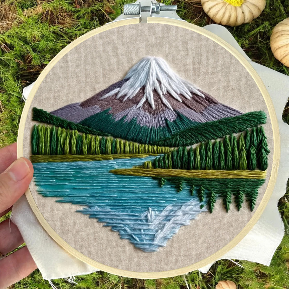 Rubbyoo Embroidery Kit - Snow-capped Mountain Lake | Accessible Diy | Serene Home Vibe - image 9