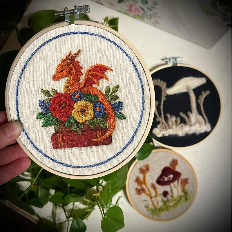 Rubbyoo Embroidery Kit - Charming Dragon |  Fantasy Floral Craft |  Beginner Friendly Needlepoint  - image 5