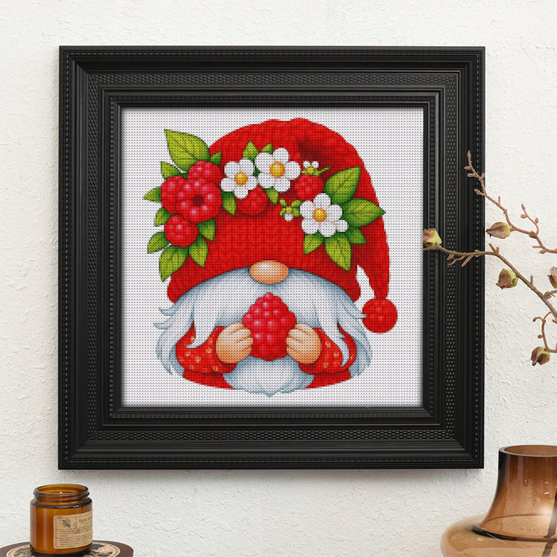  Cross Stitch Kit - Cherry Gnome | Christmas Wall Decor | Diy Floral Needle Art - image 10