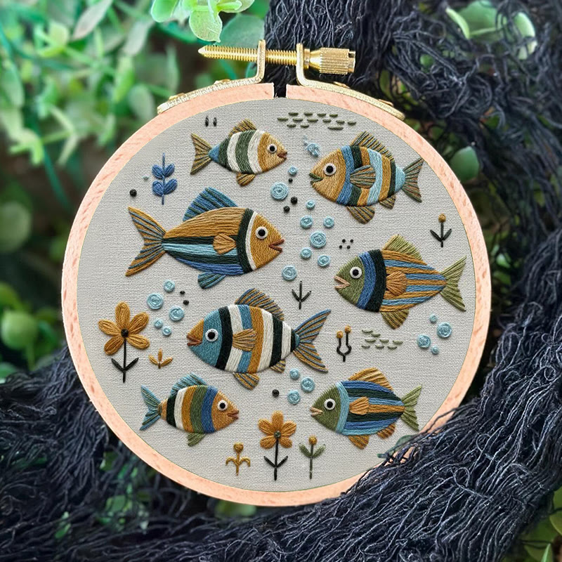 Rubbyoo Embroidery Kit - Tropical School Of Fish | Novice-friendly Diy | Lively Home Vibe - image 6