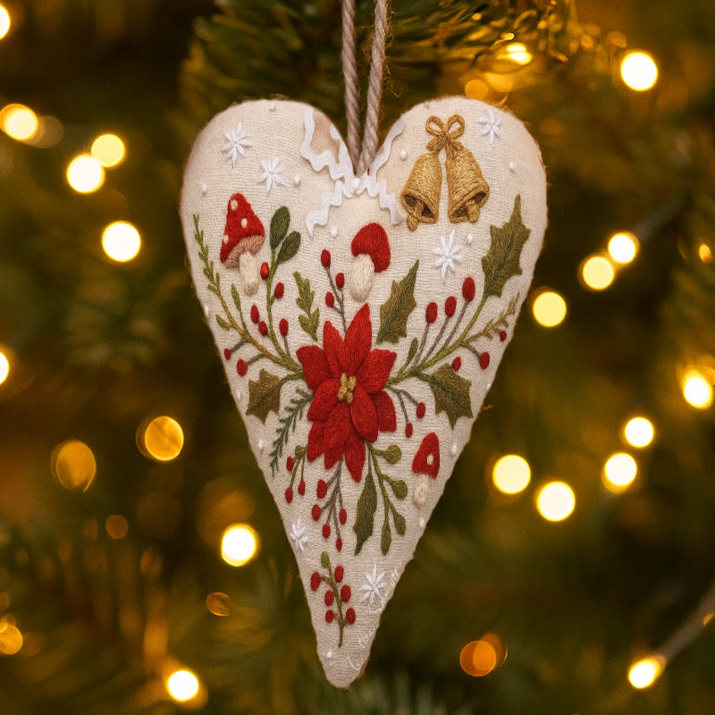 Rubbyoo Heart Embroidery Kit - Christmas Poinsettia | Diy Christmas Ornaments | Nice Home Hanging - image 6