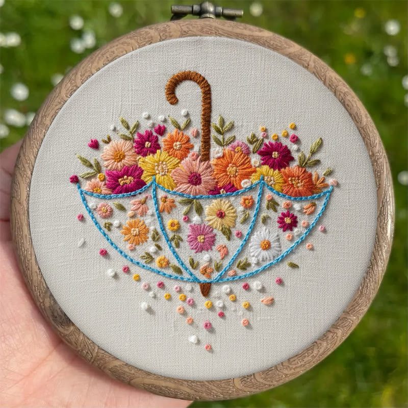Rubbyoo Embroidery Kit - Floral Umbrella | Creative Stitch Design | Nice Wall Decor - image 4