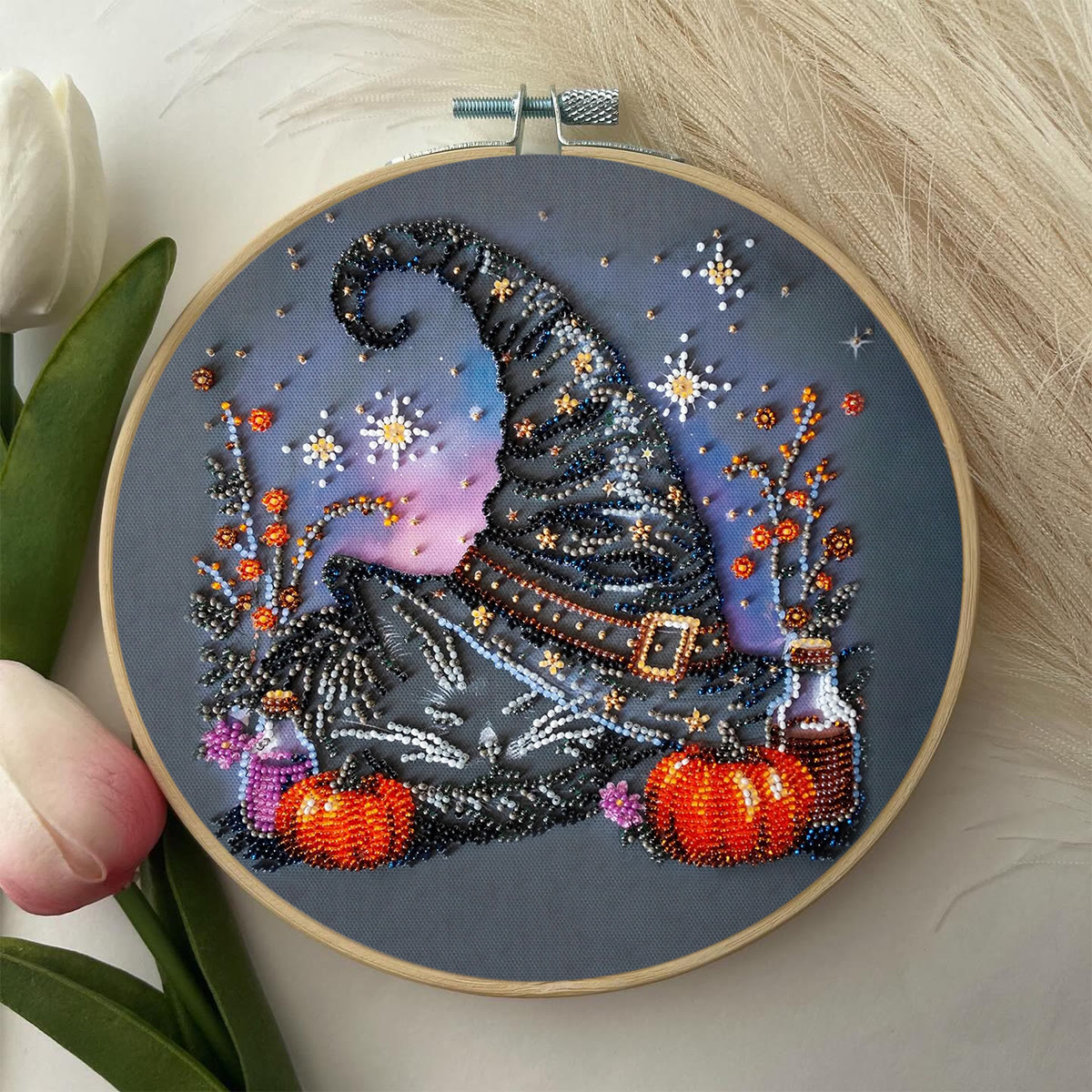 Rubbyoo Bead Embroidery Kit - Magic Hat | Diy Halloween Craft | Whimsical Decorative Handicraft  - image 10