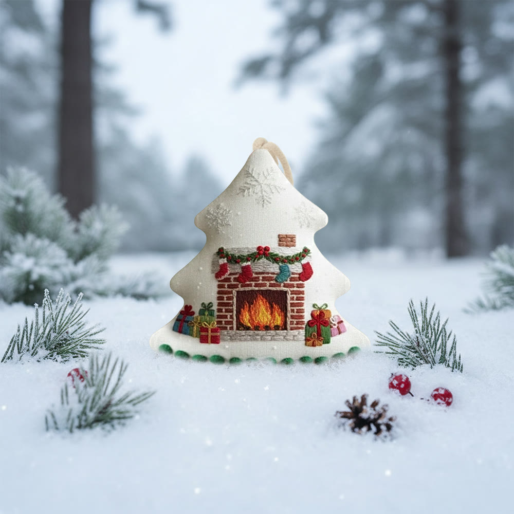 Rubbyoo Tree-shaped Embroidery Kit - Christmas Fireplace | Diy Holiday Gift | Handmade Needle Art - image 10