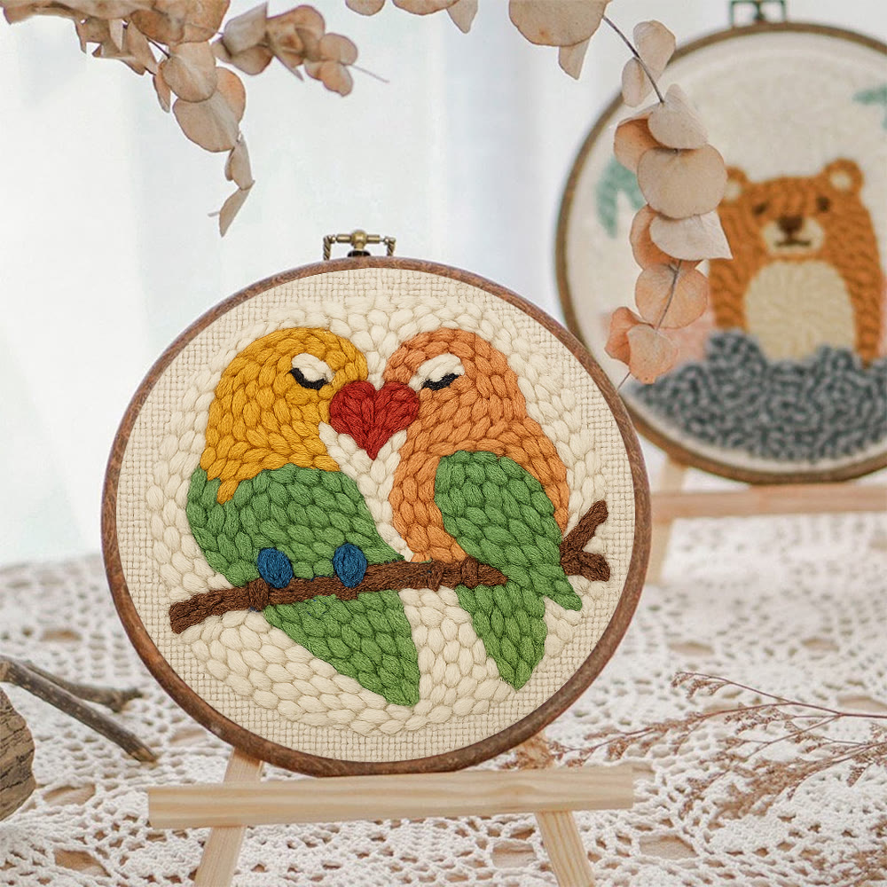 Parrots In Love Punch Needle Kit - Valentine Handicraft For Lover | Unique Gifts For Wedding  - image 8