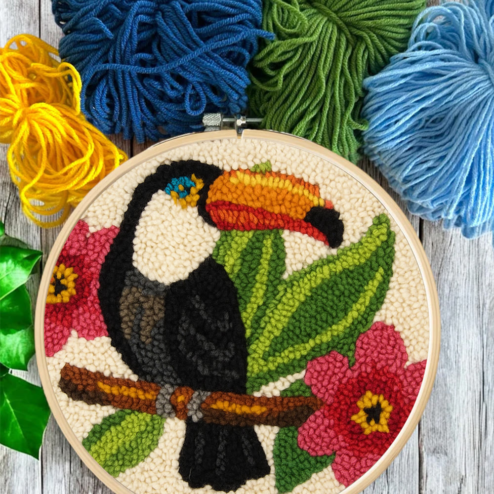 Toucan Bird Punch Needle Kit - Diy Animal Hoop Art | Nice Gifts For Bird Lovers  - image 9