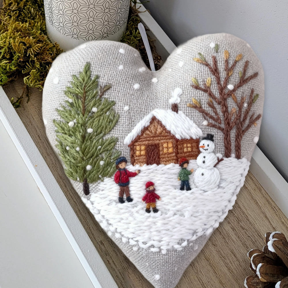 Rubbyoo Heart Embroidery Kit - Light Snow | Winter Handmade Art | Christmas Wall Hanging  - image 9