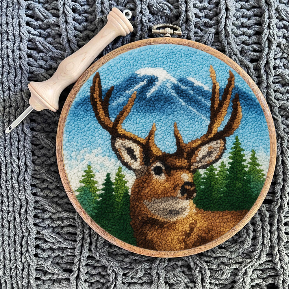 King Of Milu Deer Punch Needle Kit - Diy Animal Handmade Craft | Perfect Art For Home Decor - image 9