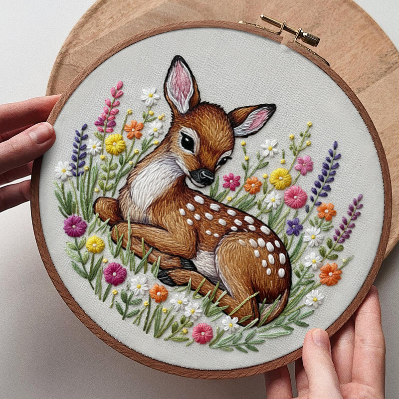 Rubbyoo Embroidery Kit - Stunning Sika Deer | Floral Animal Craft | Perfect Stitch Art For Decoration - image 7