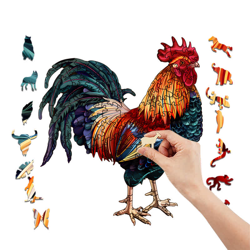 Rooster Hen - Wooden Jigsaw Puzzle
