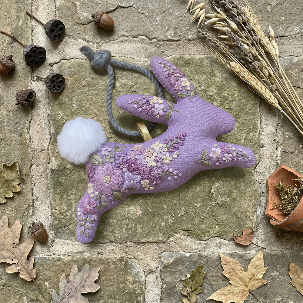 Rubbyoo Rabbit Embroidery Kit - Lavender And Peony | Relaxing Handcraft | Perfect Gifting Ornament - image 6