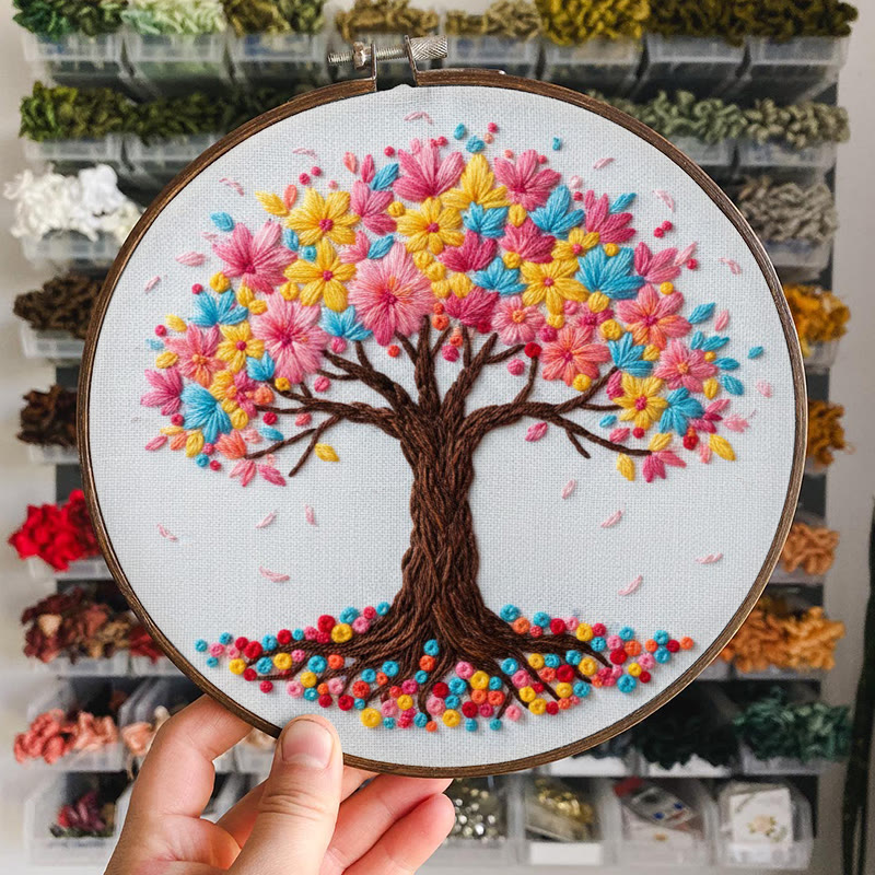 Rubbyoo Embroidery Kit - Rainbow Blossom Tree | Playful Craft | Vibrant Accent - image 3