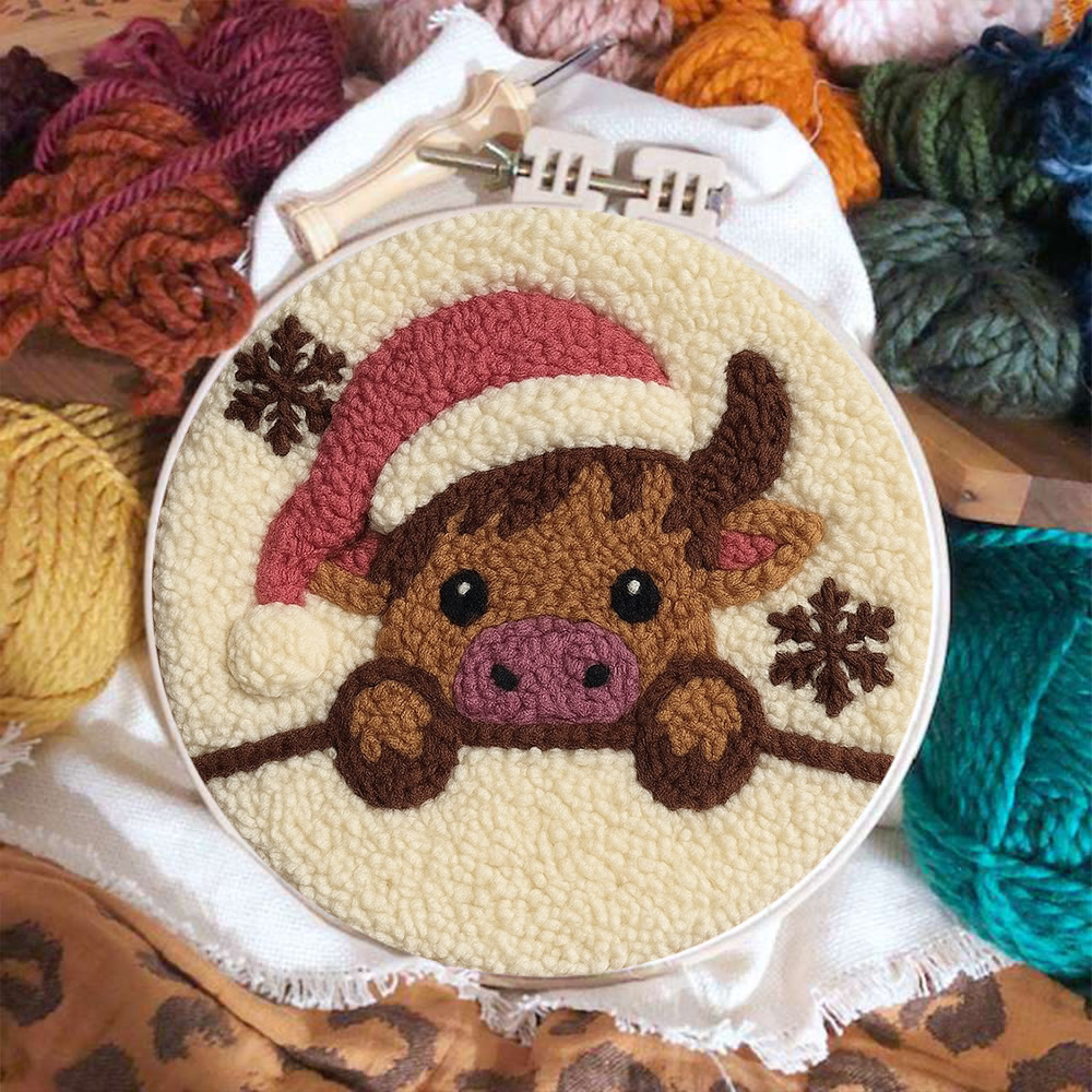 Adorable Cow Punch Needle Kit - Lovely Animal Craft | Christmas Decorative Artwork - image 5