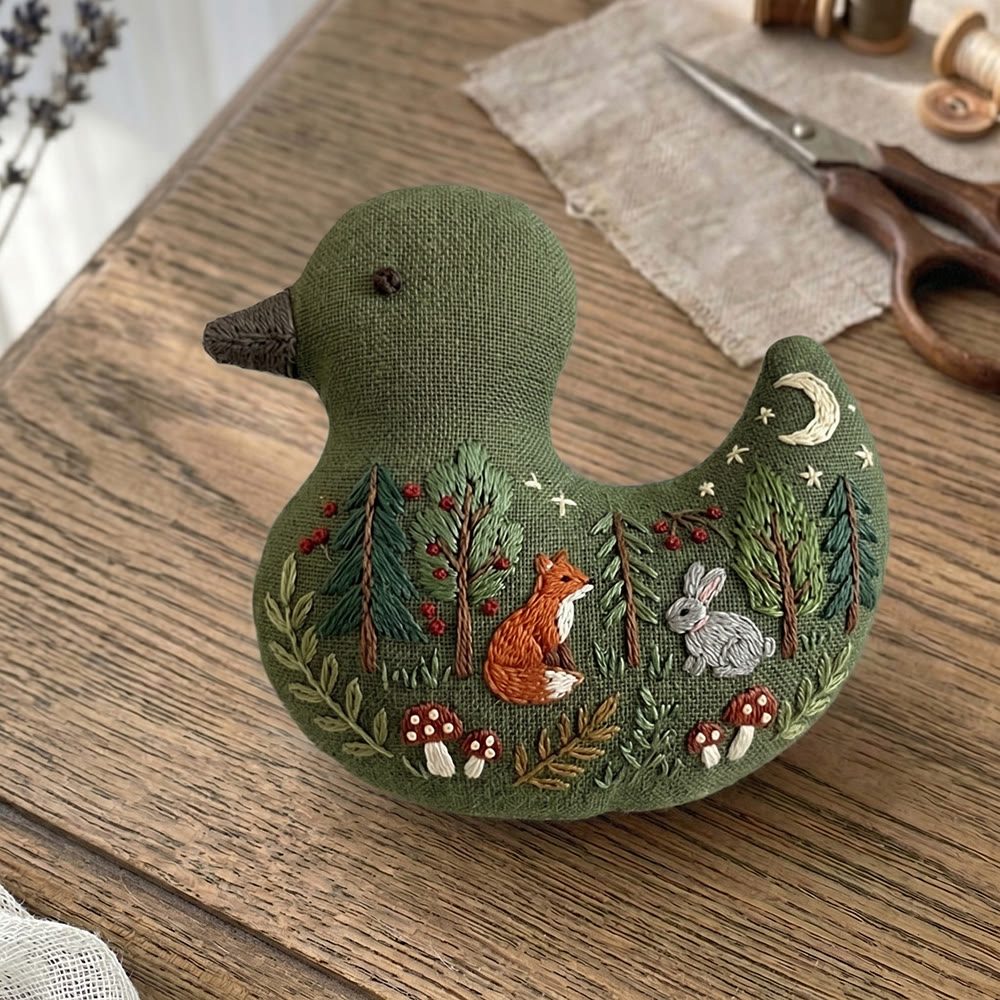 Rubbyoo Duck Embroidery Kit - Woodland Scene Fox Rabbit | Keychain Ornament | Creative Gift For Friends - image 5