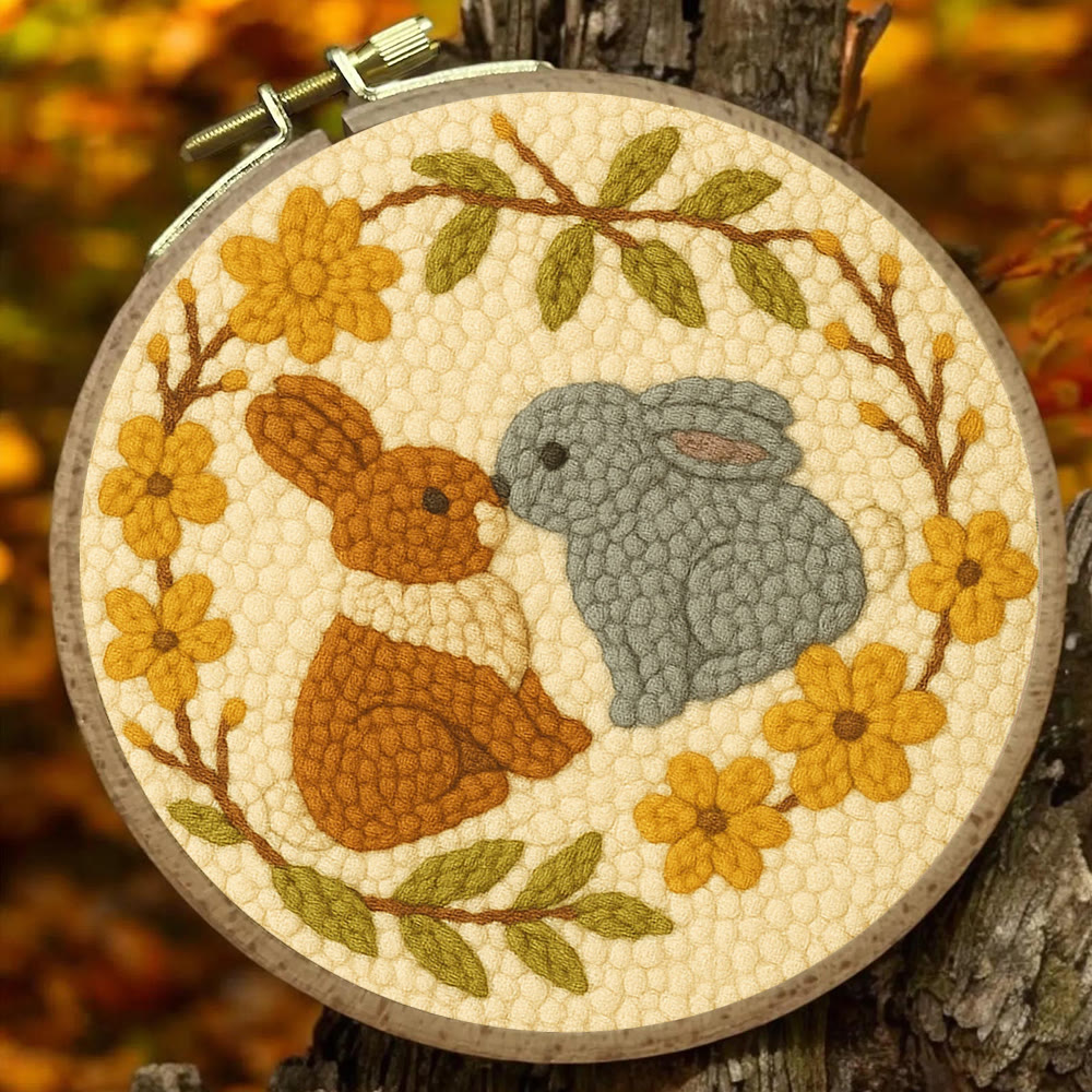  Loving Rabbits Punch Needle Kit - Handmade Gift For Lovers | Unique Valentine Gifts - image 3