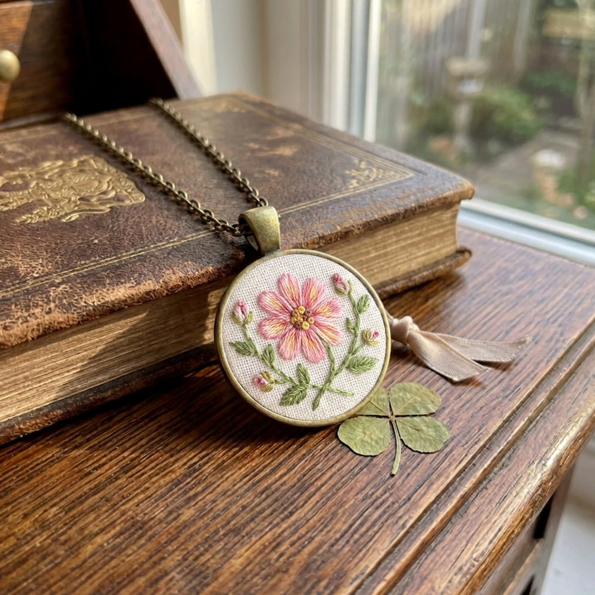 Rubbyoo Embroidery Accessories Kit - Pink Flower | Victorian Floral Necklace | Beginner Jewelry Kit - image 7