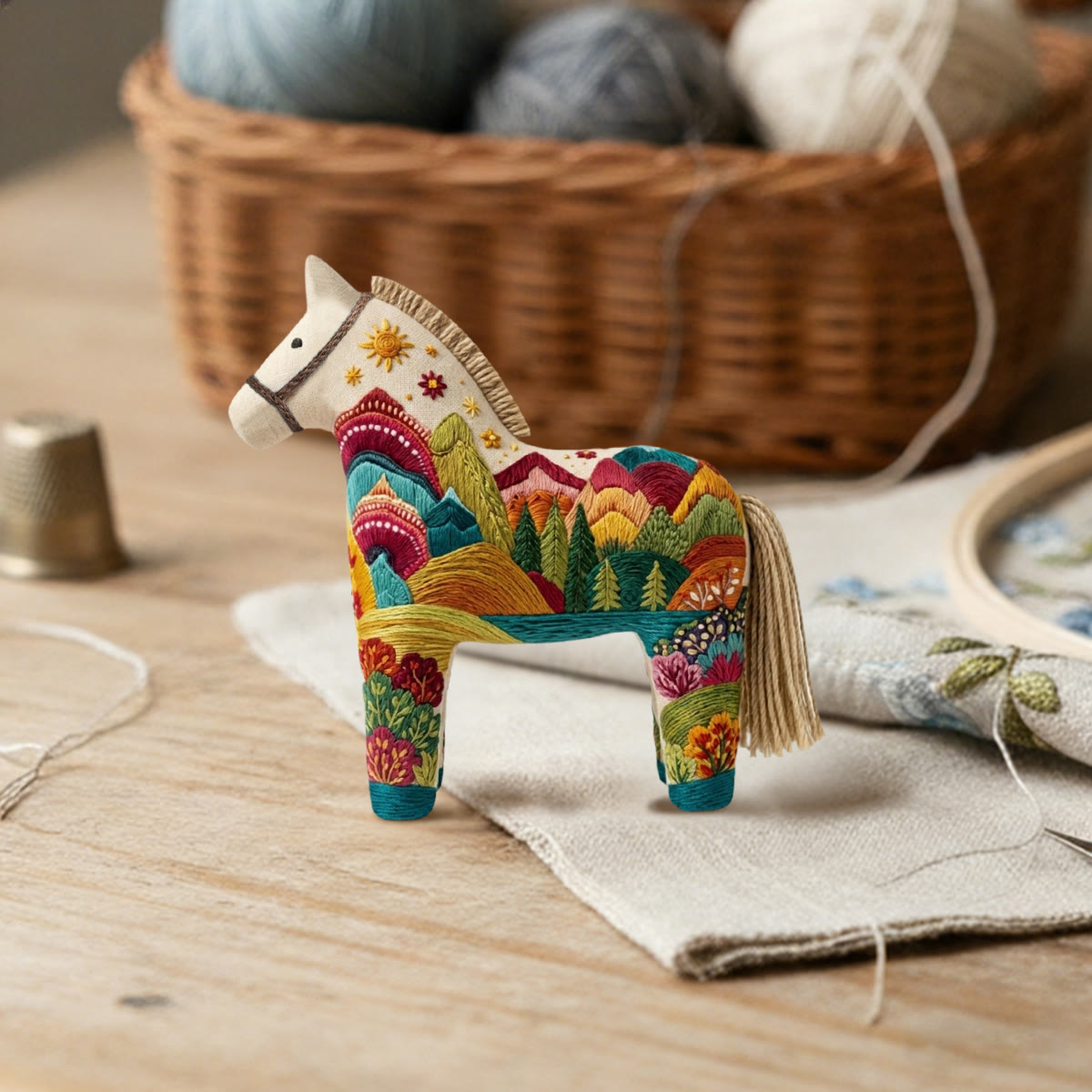 Rubbyoo Dala Horse Embroidery Kit - Rainbow Mountain Range | Creative Birthday Gift For Her | Whimsical Diy Handmade Hanging Ornament - image 5
