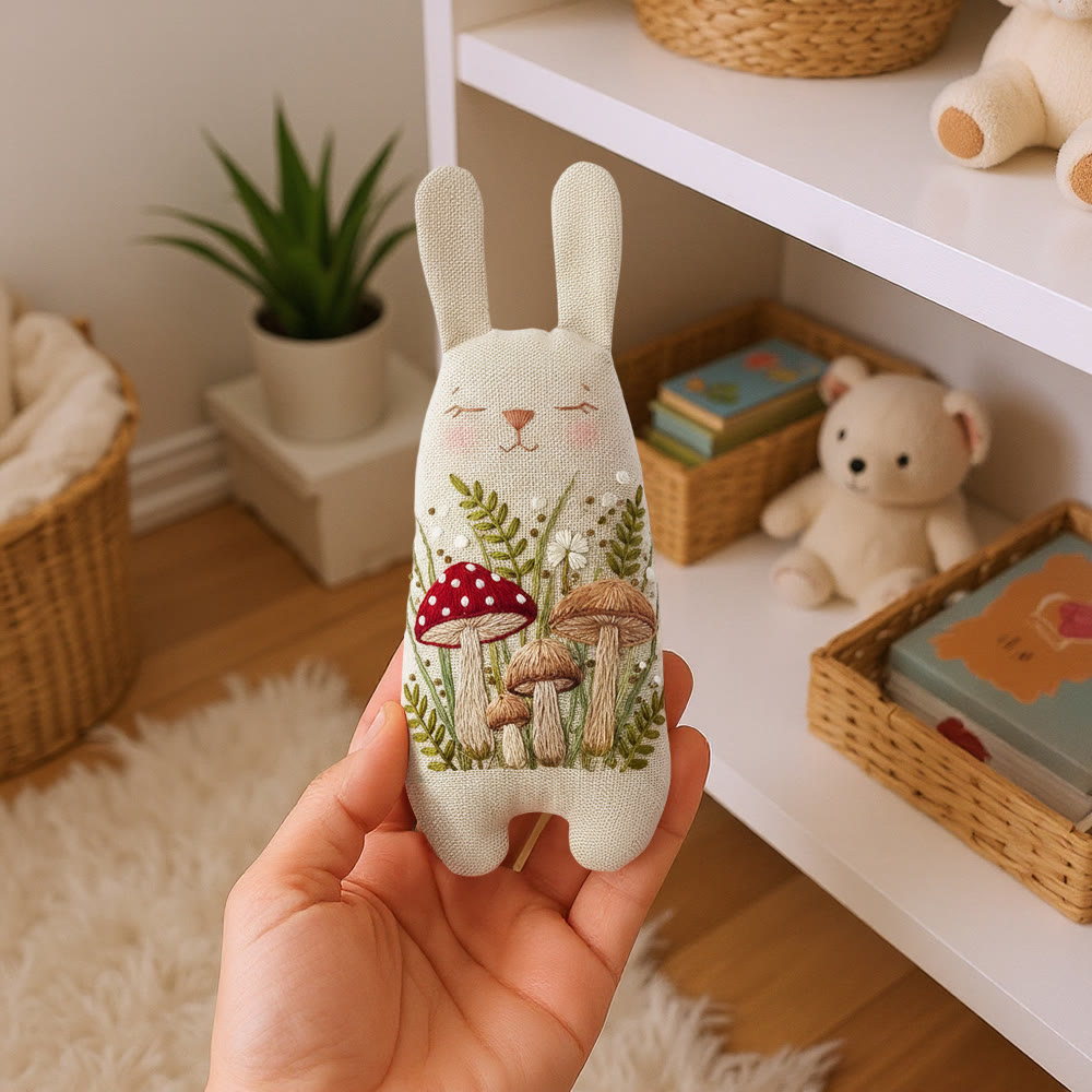 Rubbyoo Bunny Toy Embroidery Kit - Mixed Mushroom And Foliage | Beginner Sewing Kit | Handcrafted Stuffed Bunny - image 8