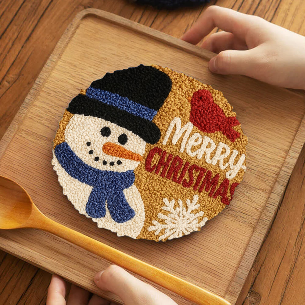 Merry Christmas Punch Needle Kit - Creative Yarn Craft | Handmade Holiday Ornament - image 12