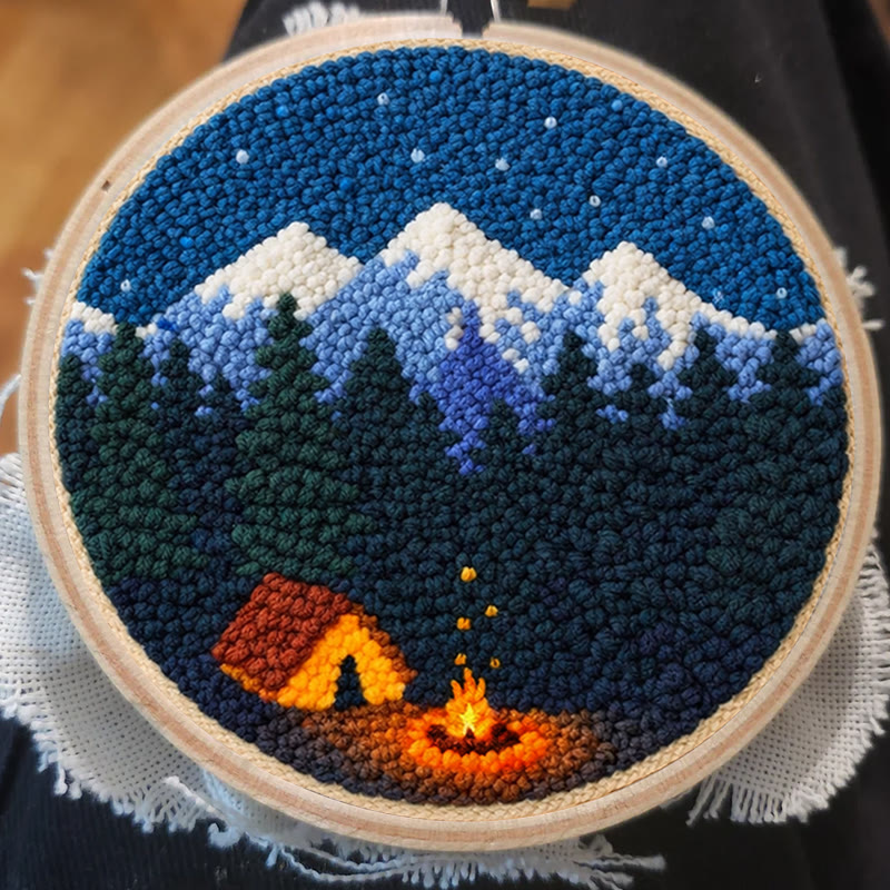Mountain Campfire Punch Needle Kit - Leisure Handcraft Experience | Cozy Home Matching Piece - image 6