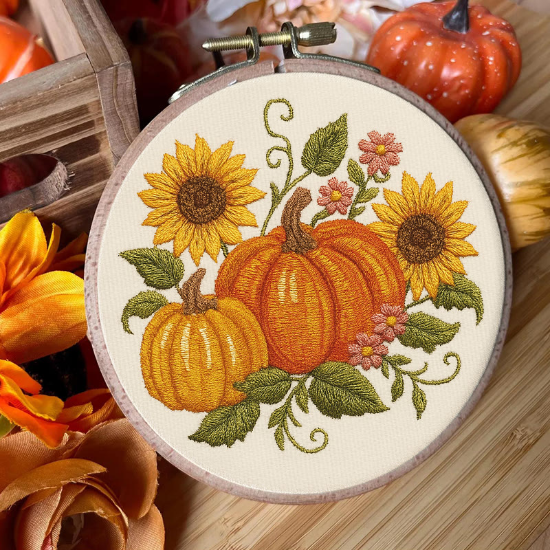 Rubbyoo Embroidery Kit - Sunflower Pumpkin | Diy Helloween Craft | Easy Beginner Needlework - image 7